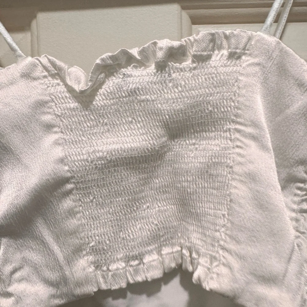 Zara White Ruffled Strap Top - Picture 2 of 4